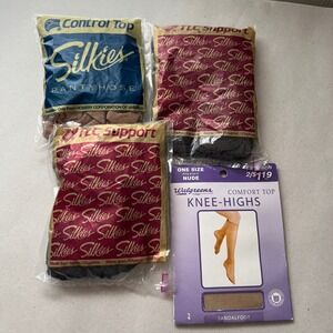 Vintage Pantyhose Bundle Knee Highs‎ Control Top Leggs Silkies Support Hosiery